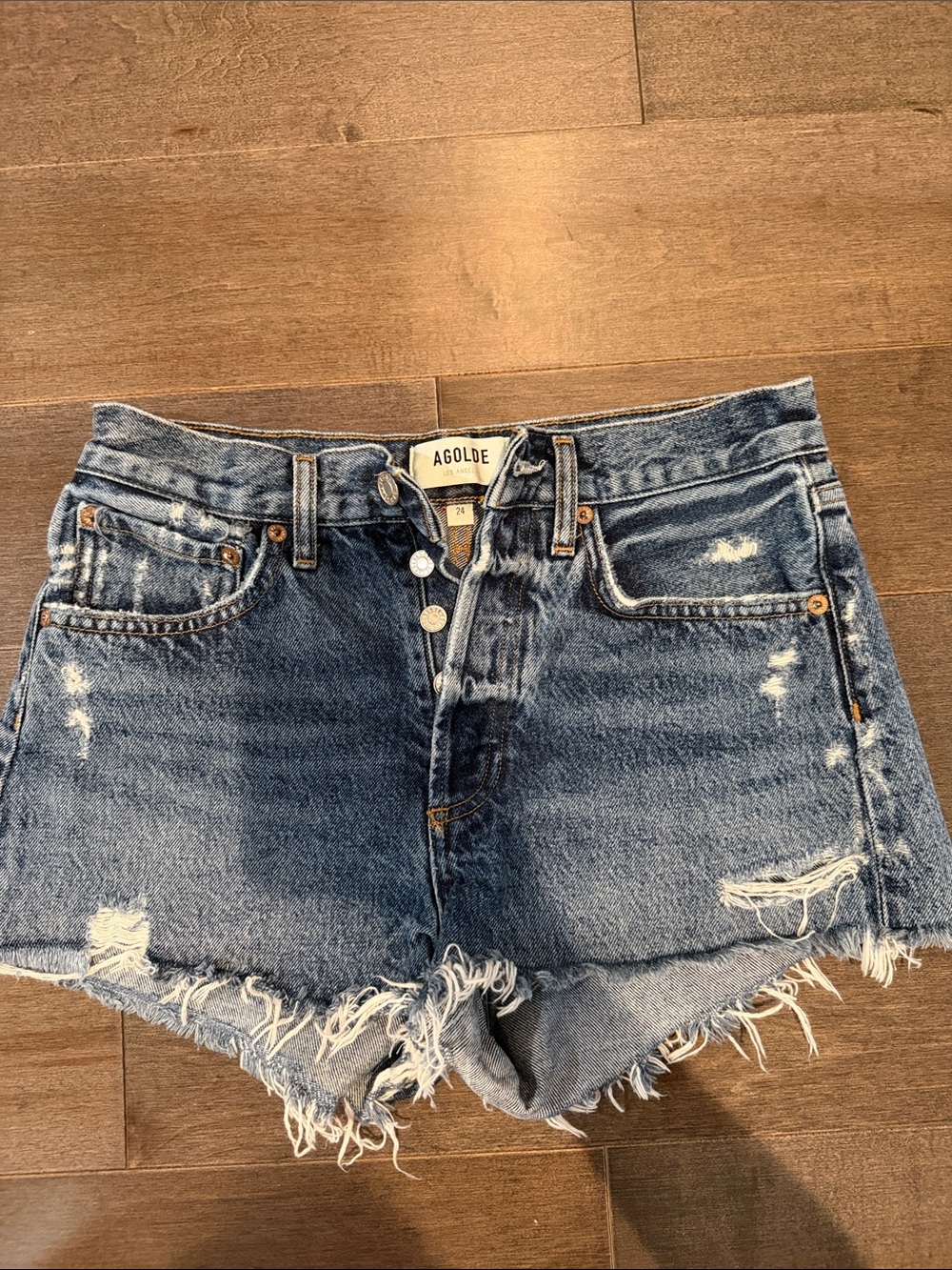 Agolde Vintage Indigo Distressed Cutoff Jean Shorts